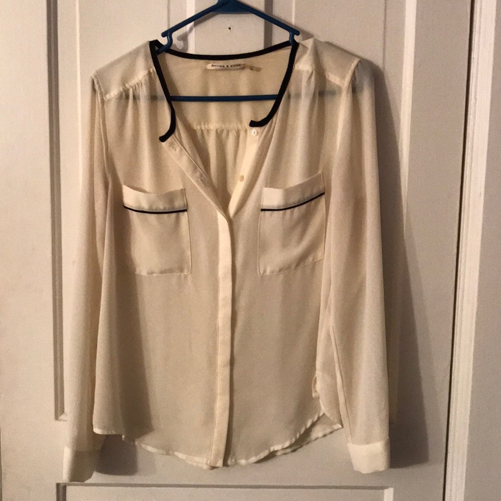 Sheer blouse with black detail